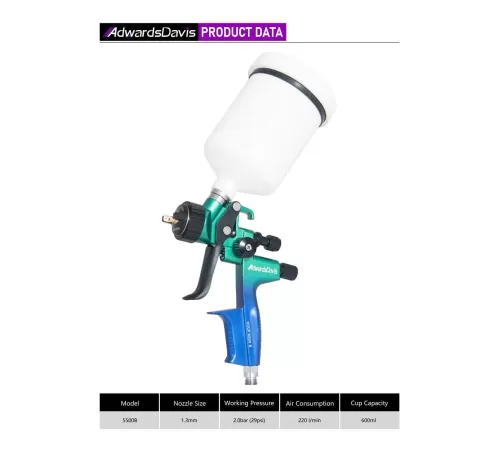 Краскопульт пневматически AdwardsDavis HVLP 5500B, 1.3 мм, синий